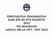 Persyaratan ETO Peningkatan dari ETR ke ETO Kolektif 2025 PIP Semarang Jadwal Kelas Okt  Nov 2025